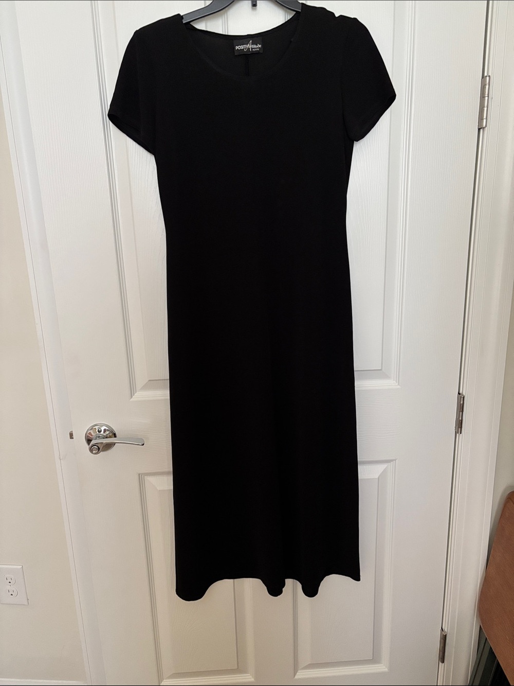 Positive Attitude Black Short-Sleeve Midi Dress